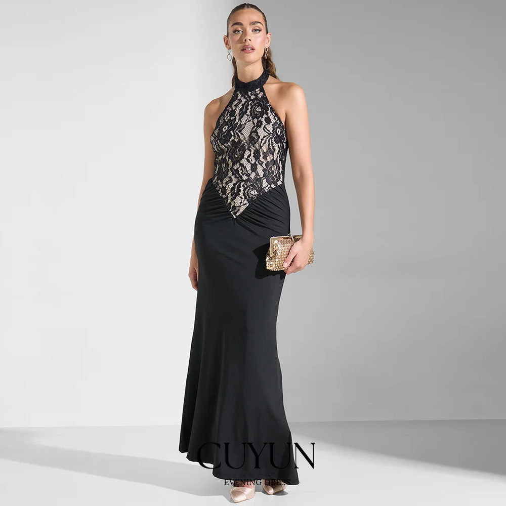 Women'S Formal Dinner Wear - CUYUN Customized Black Sexy Lace Evening