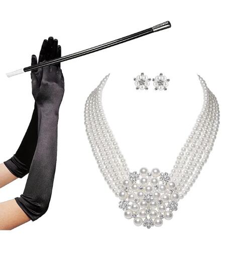 Pearl Necklace Set - Audrey Hepburn Breakfast at Tiffanys 1950s