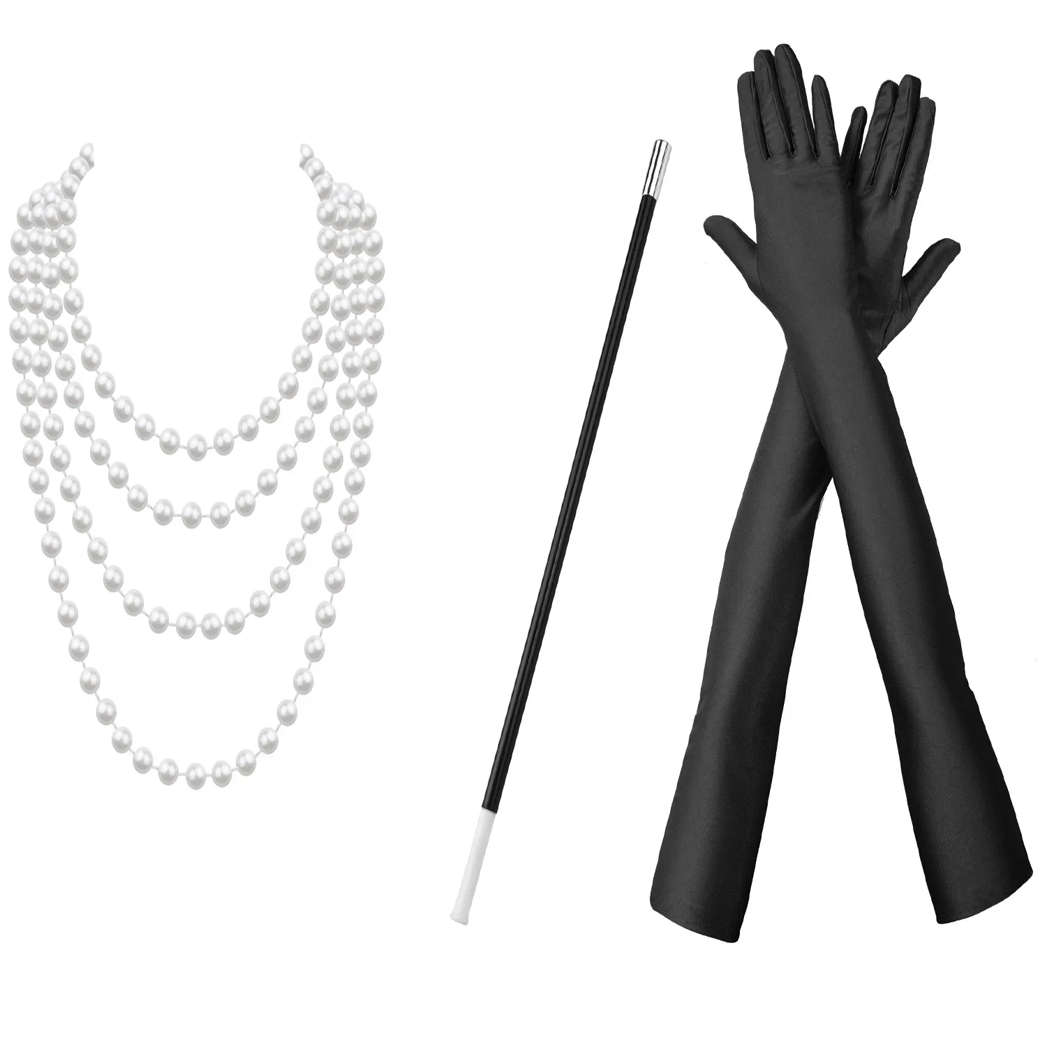 Pearl Necklace Set - 3PCS/set 1920s Flapper Dress Accessories Retro