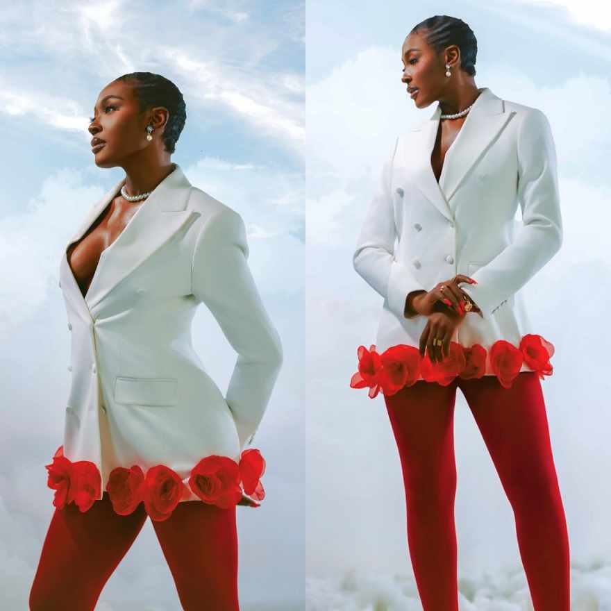 Women Formal Wear For Graduation - Hand Made Red Flowers Women Blazer
