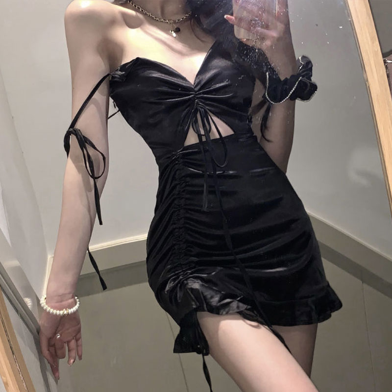 Sexy Black Satin dress Bodycon - Formal Wear For Women Xl 评论和价格