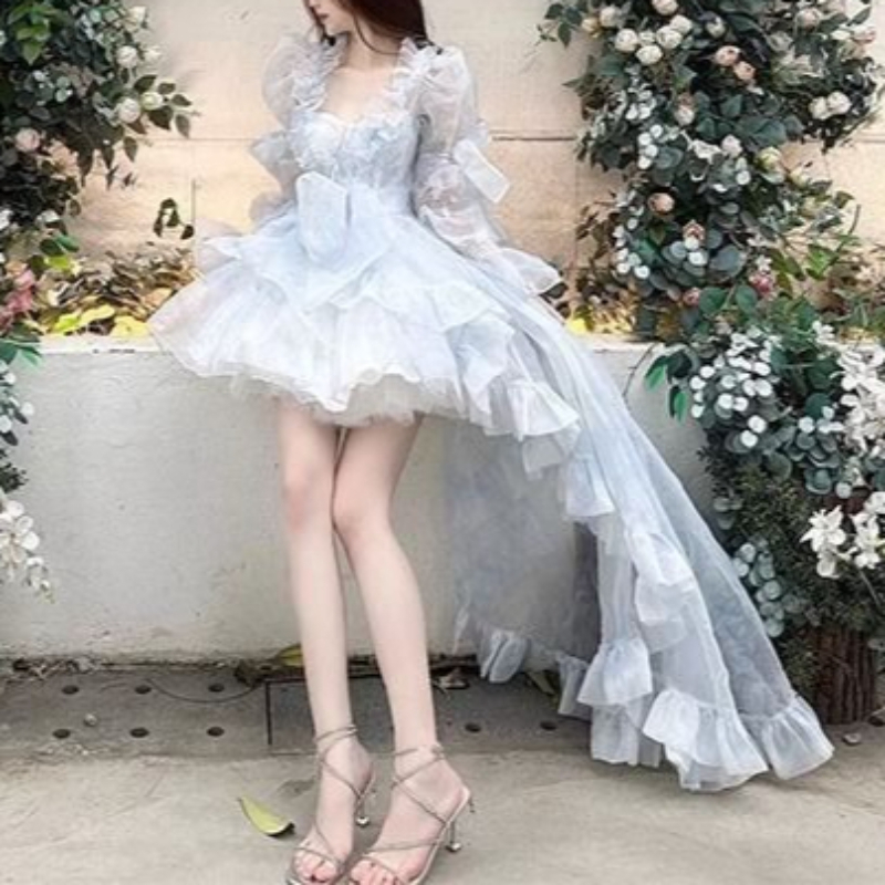 Sweet Lolita French Puff Sleev - Women Formal Wear For Graduation 评论和价格