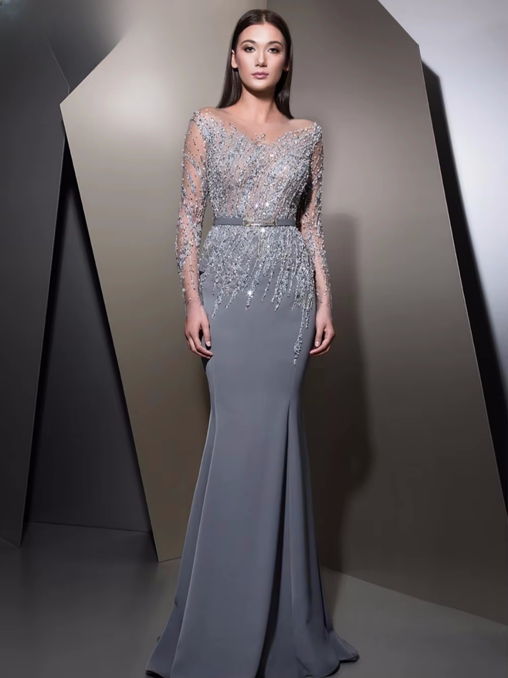 GRACEPROM Illusion Long Sleeve - Women'S Formal Dinner Wear 评论和价格