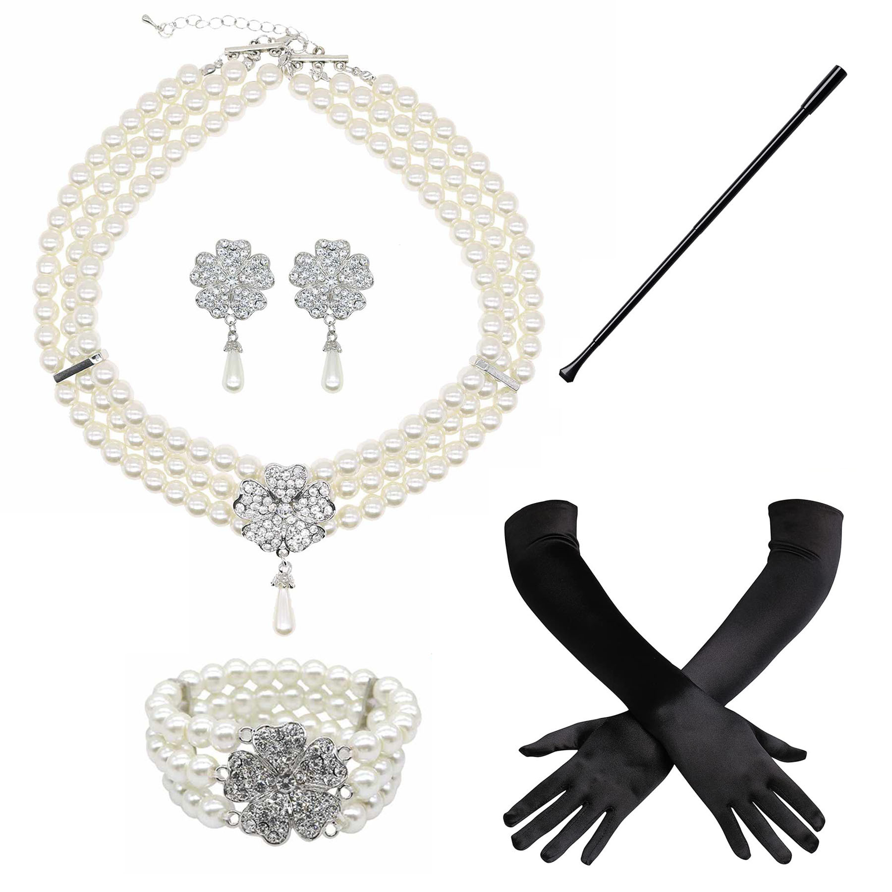 1920s1950s Imitation Pearl Nec - Pearl Necklace Set 评论和价格