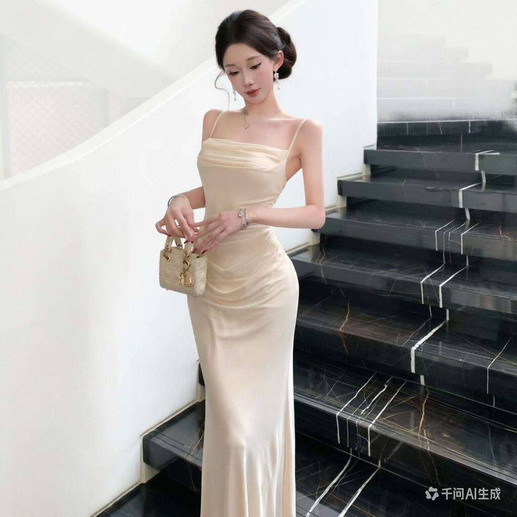 Chic Beige mesh Slip Dress Ele - Formal Wear For Women Xl 评论和价格