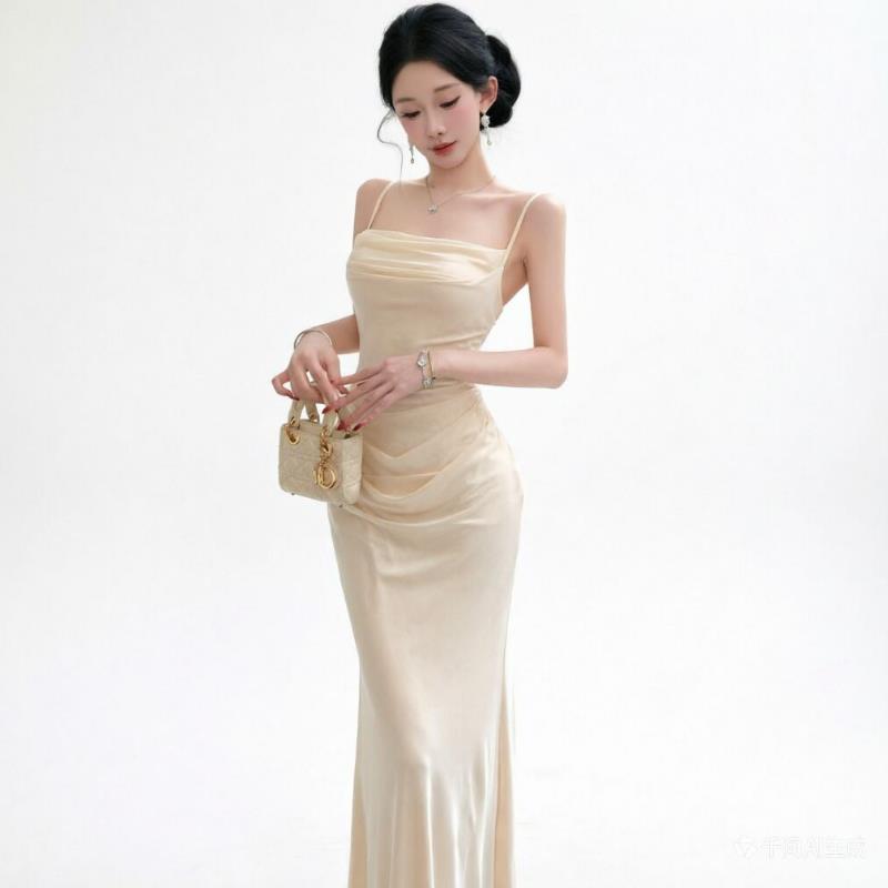 Chic Beige mesh Slip Dress Ele - Formal Wear For Women Xl 评论和价格