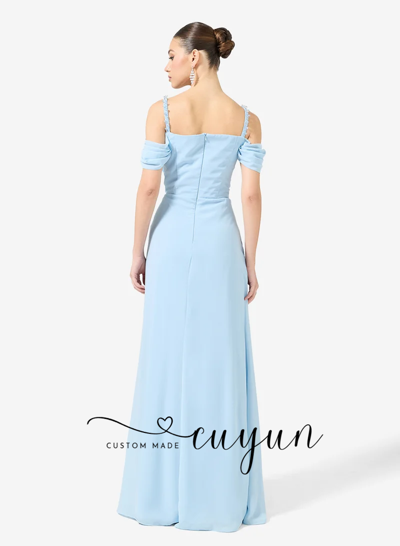 CUYUN Customized Sky Blue Form - Women'S Formal Dinner Wear 评论和价格