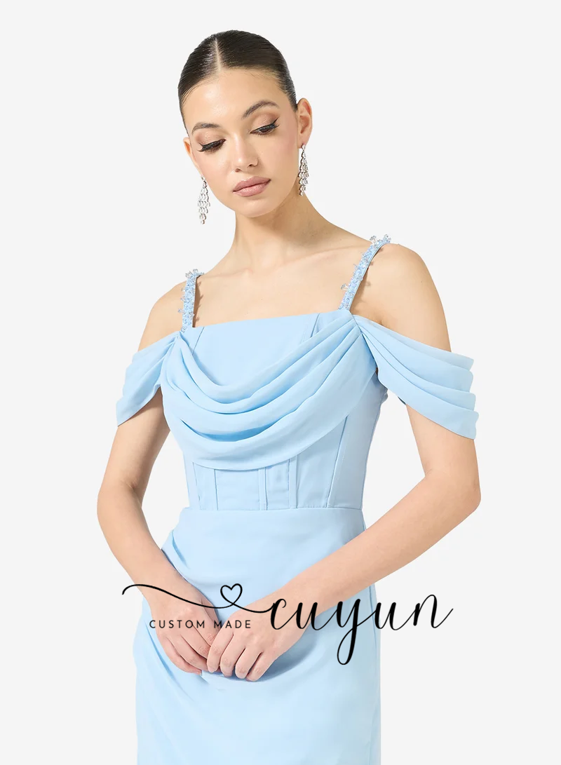 CUYUN Customized Sky Blue Form - Women'S Formal Dinner Wear 评论和价格