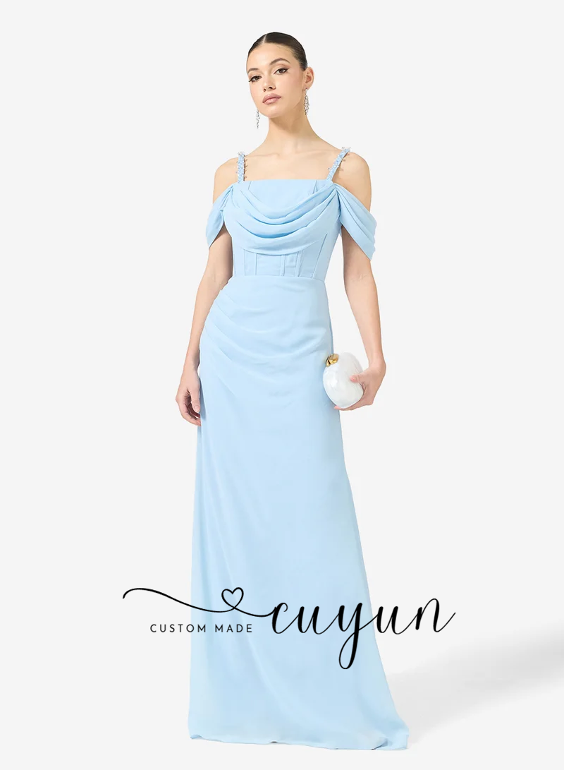 CUYUN Customized Sky Blue Form - Women'S Formal Dinner Wear 评论和价格