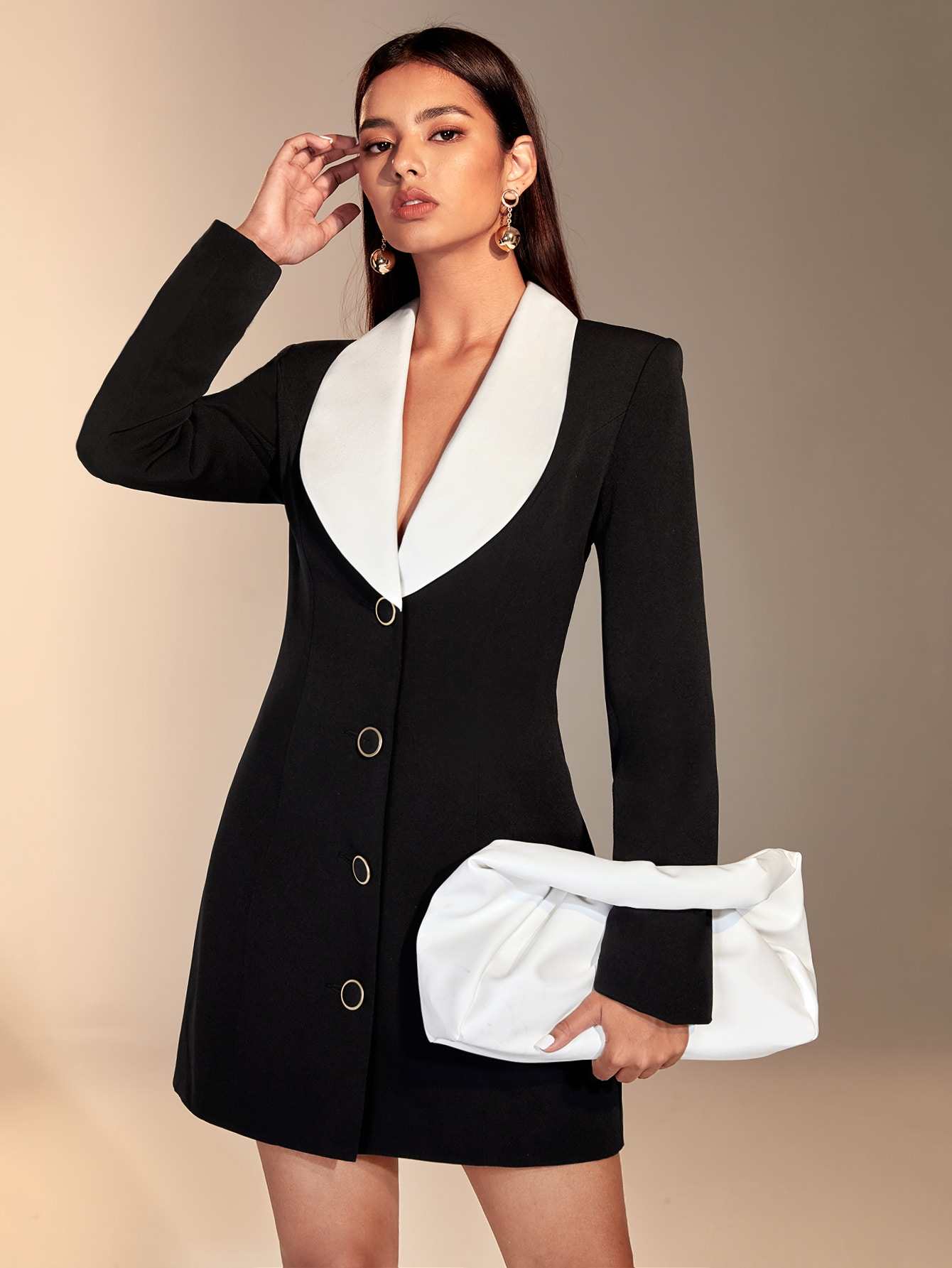 Color Matching Women Blazer Dr - Women Formal Wear For Graduation 评论和价格