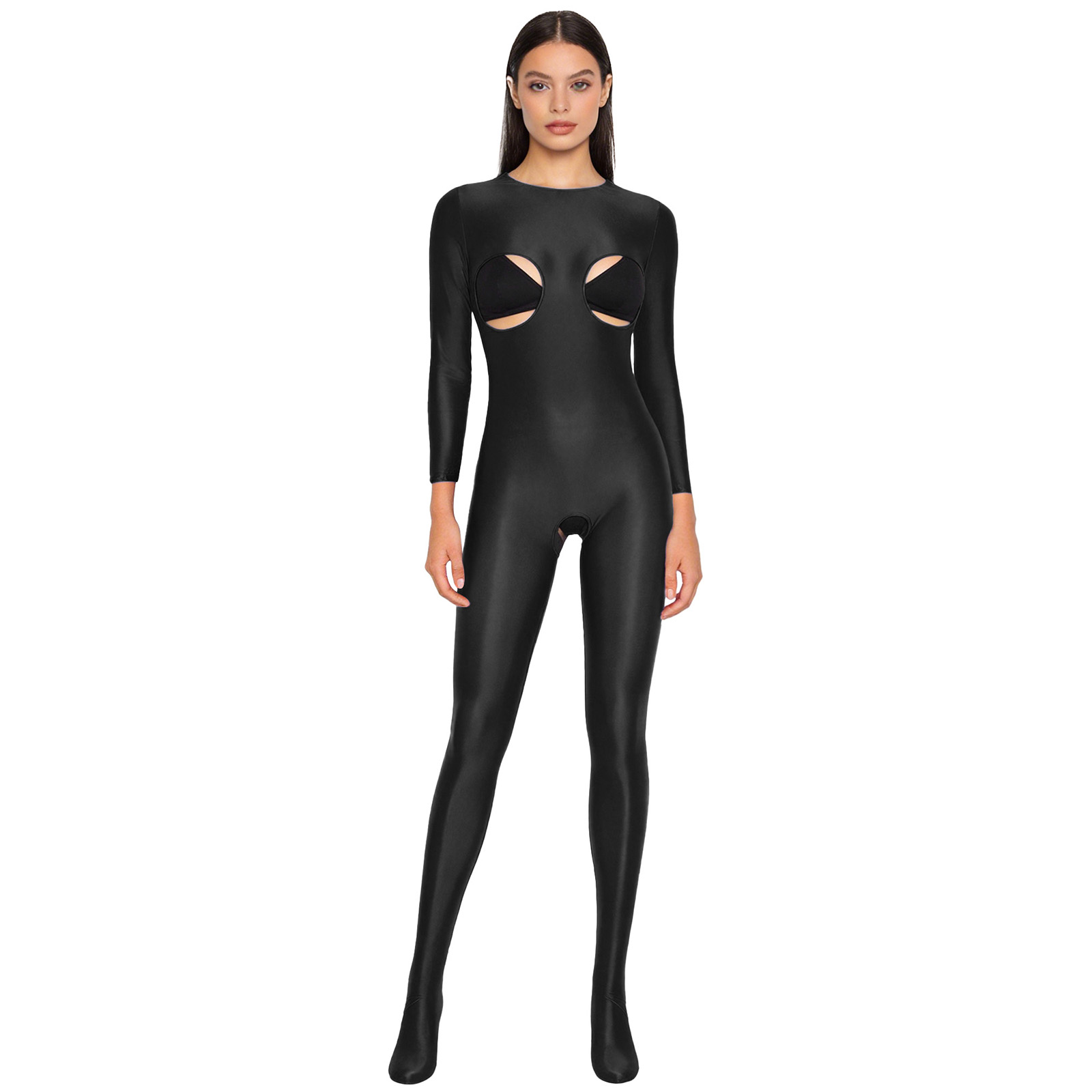 Women Glossy Stretchy Open Cro - Women'S Formal Wear Jumpsuit 评论和价格