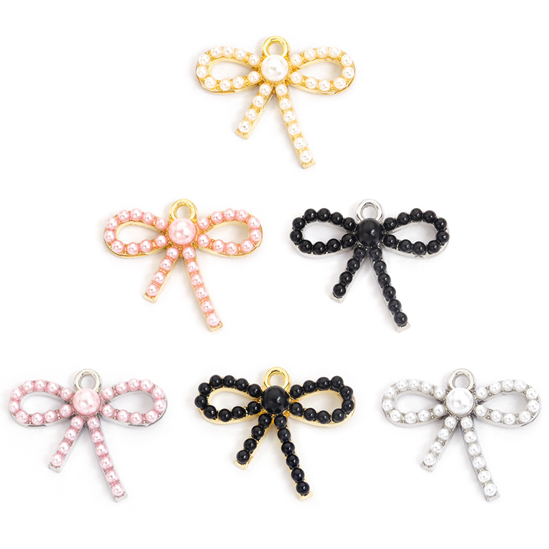 100PC/lot Bowknot Pendant Char - Pearl Necklace Set 评论和价格