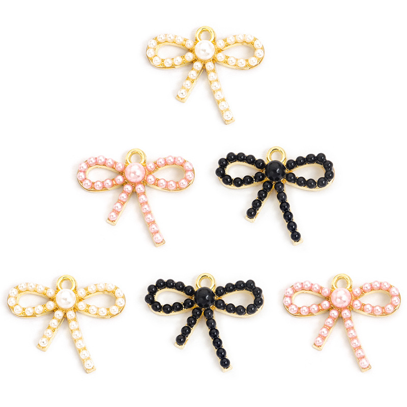 100PC/lot Bowknot Pendant Char - Pearl Necklace Set 评论和价格