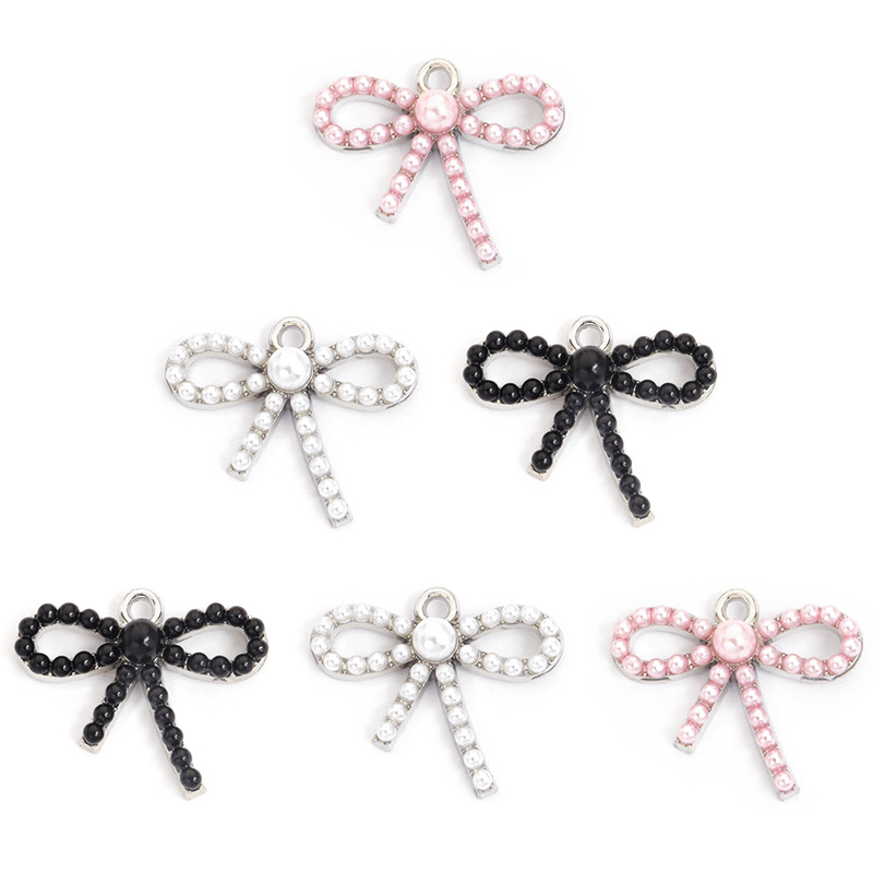 100PC/lot Bowknot Pendant Char - Pearl Necklace Set 评论和价格