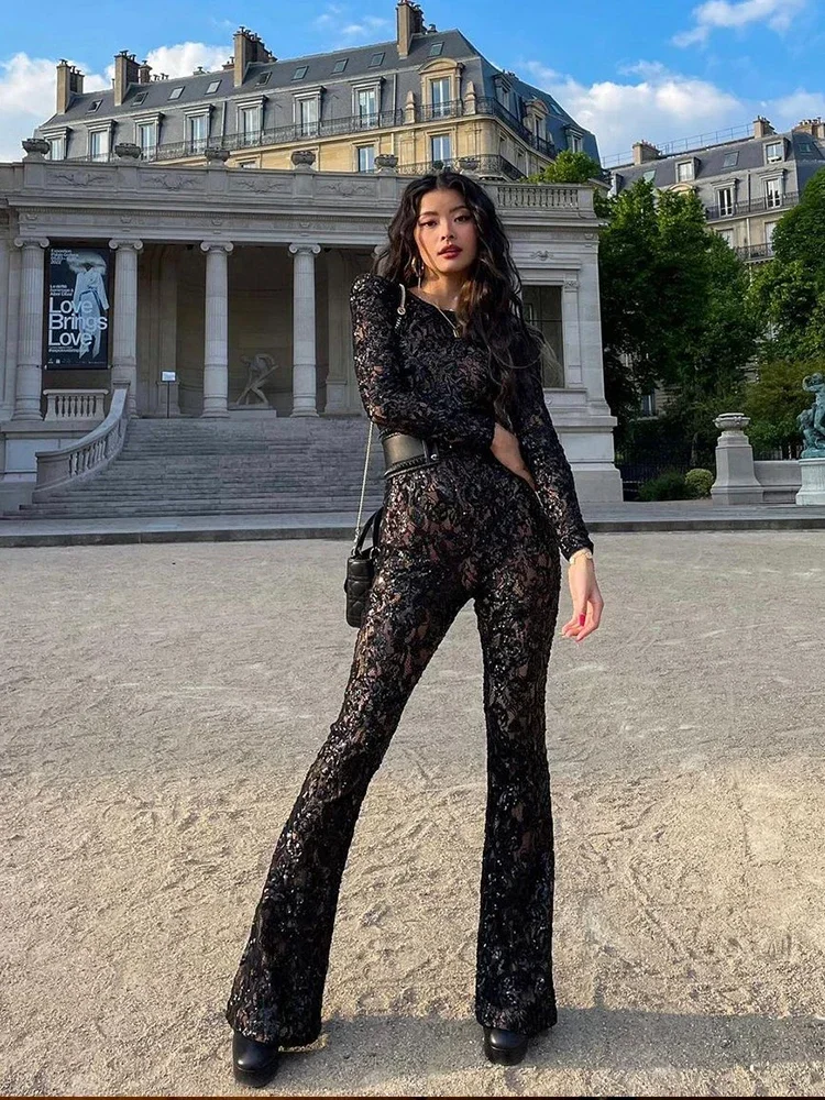 Fashion Lace Sequin Jumpsuit F - Women'S Formal Wear Jumpsuit 评论和价格