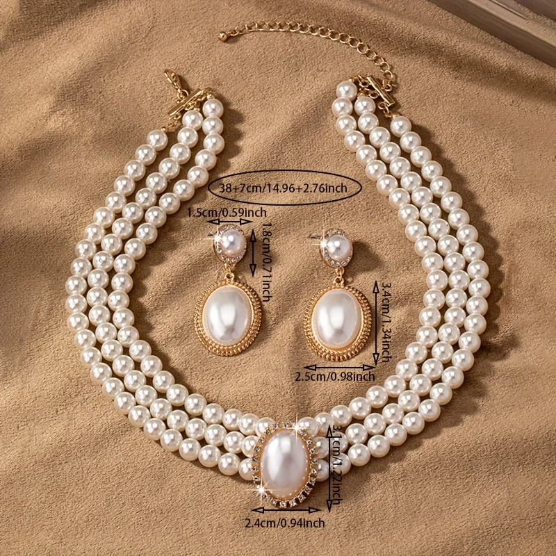 stylish Imitation Pearl neckla - Pearl Necklace Set 评论和价格