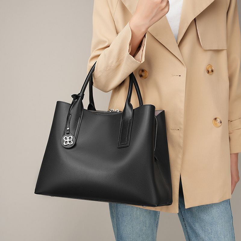 Women Black Genuine Leather St - Shoulder Bag Structured 评论和价格
