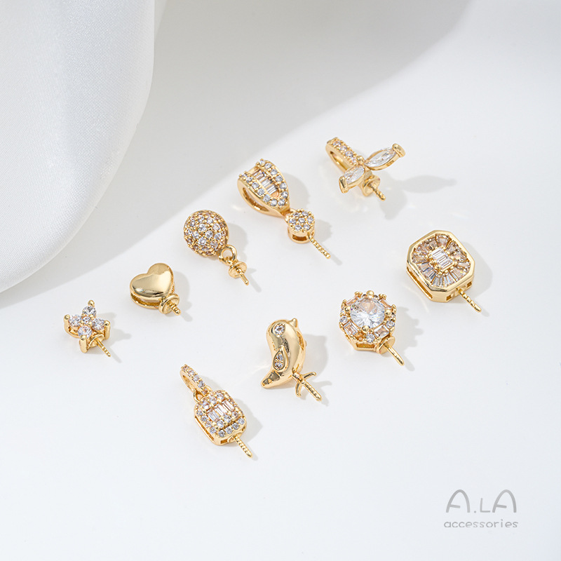 14K Gold Set Zircon Geometric  - Pearl Necklace Set 评论和价格