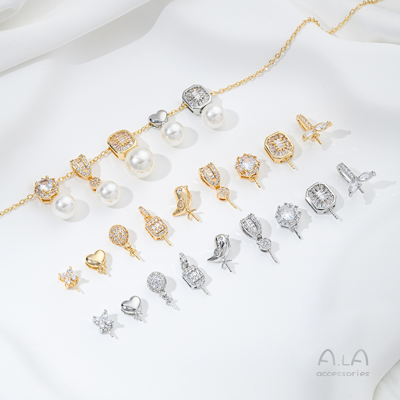 14K Gold Set Zircon Geometric  - Pearl Necklace Set 评论和价格