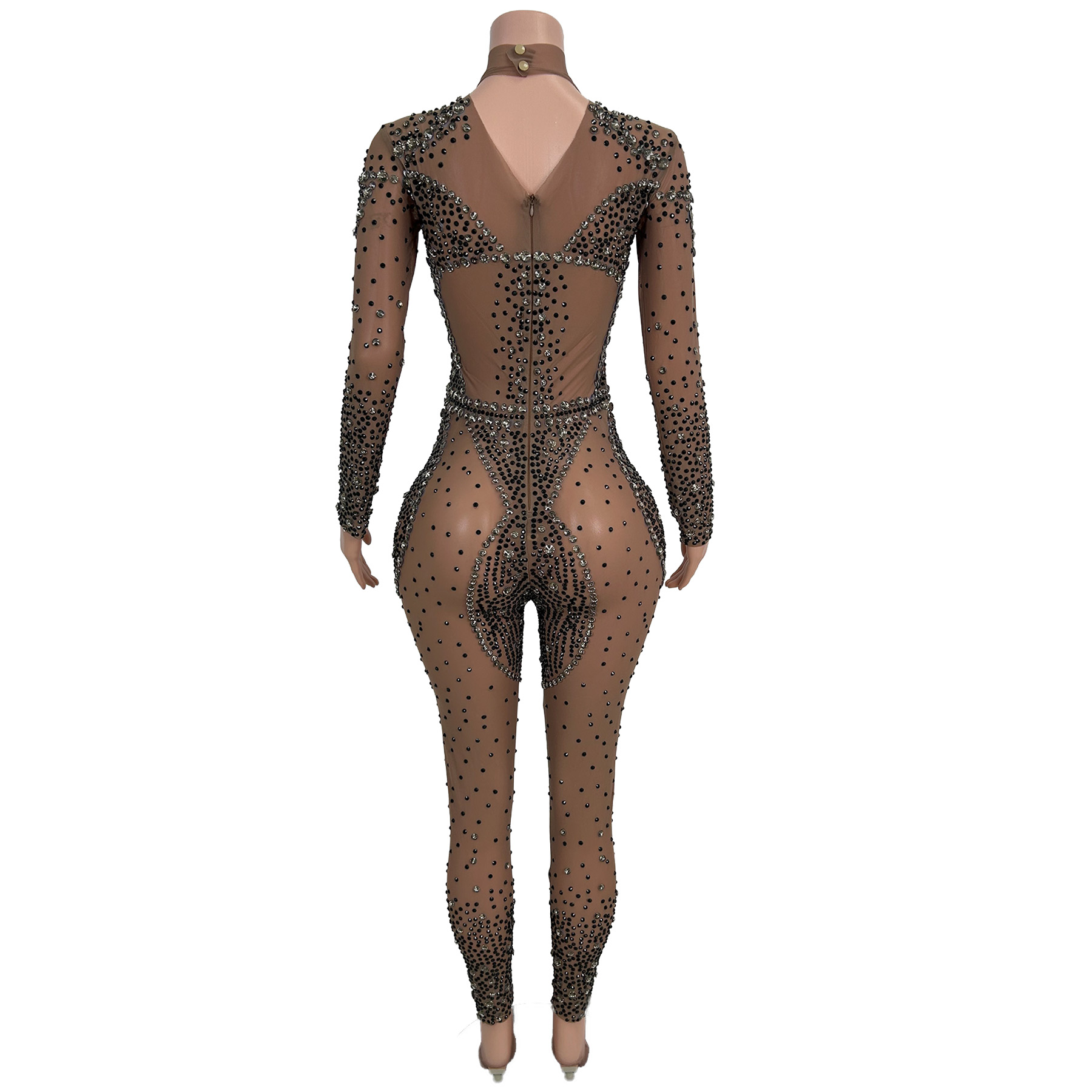 Sparkly Rhinestone Long Sleeve - Women'S Formal Wear Jumpsuit 评论和价格