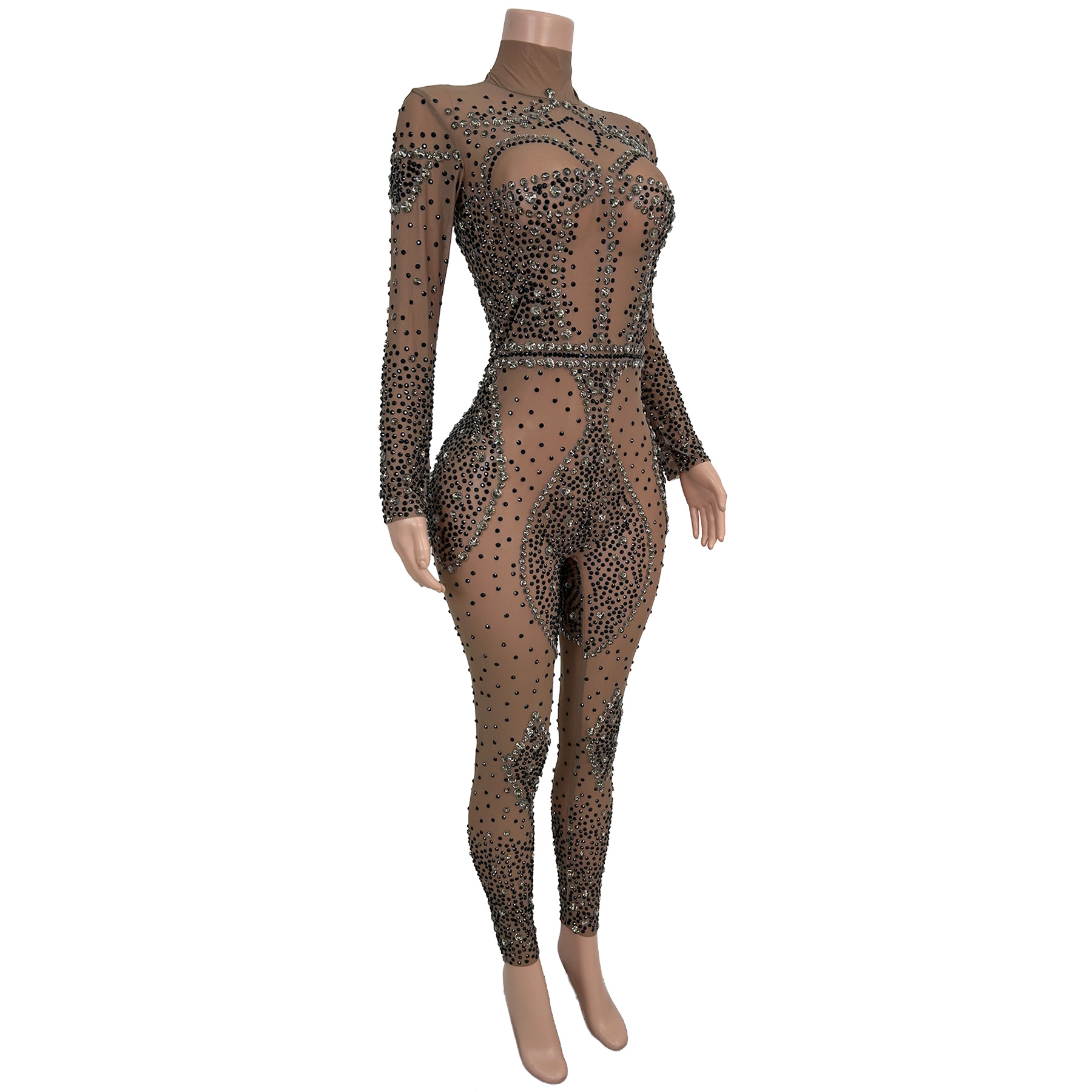 Sparkly Rhinestone Long Sleeve - Women'S Formal Wear Jumpsuit 评论和价格