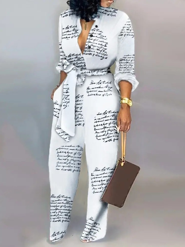 Women Fashion Letter Print Lon - Women'S Formal Wear Jumpsuit 评论和价格