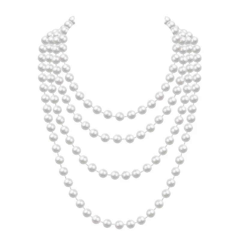 3PCS/set  1920s Flapper Dress  - Pearl Necklace Set 评论和价格