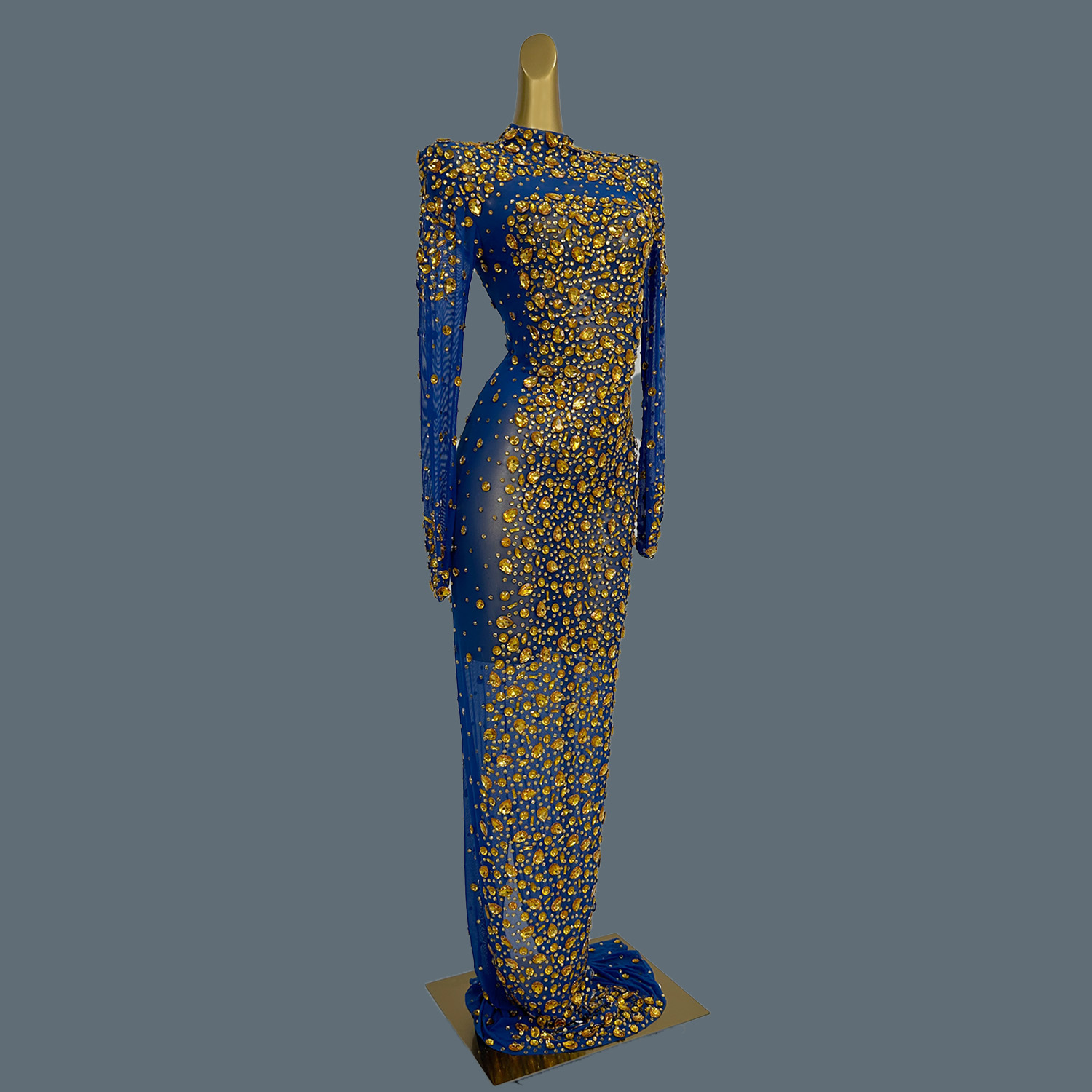 Elegant Sheer Mesh Maxi Dress  - Women'S Formal Dinner Wear 评论和价格