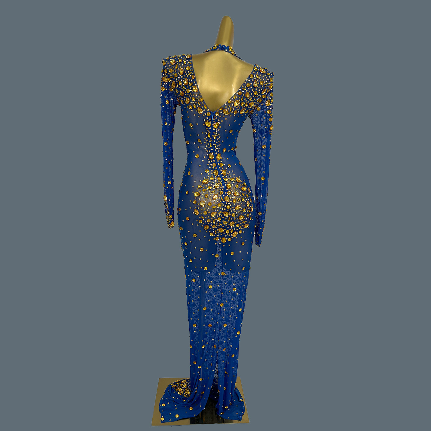 Elegant Sheer Mesh Maxi Dress  - Women'S Formal Dinner Wear 评论和价格