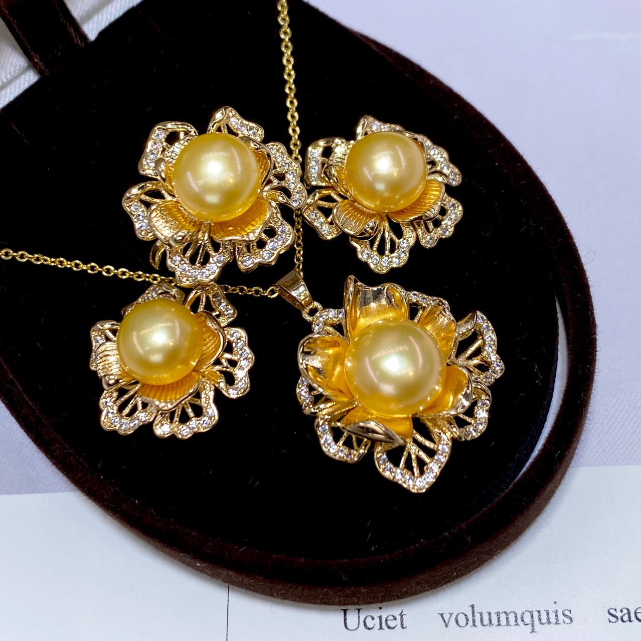 One Set Freshwater Pearl Yello - Pearl Necklace Set 评论和价格