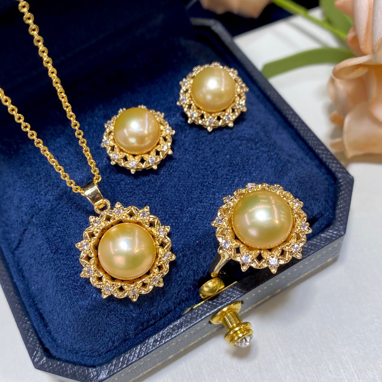 One Set Freshwater Pearl Yello - Pearl Necklace Set 评论和价格