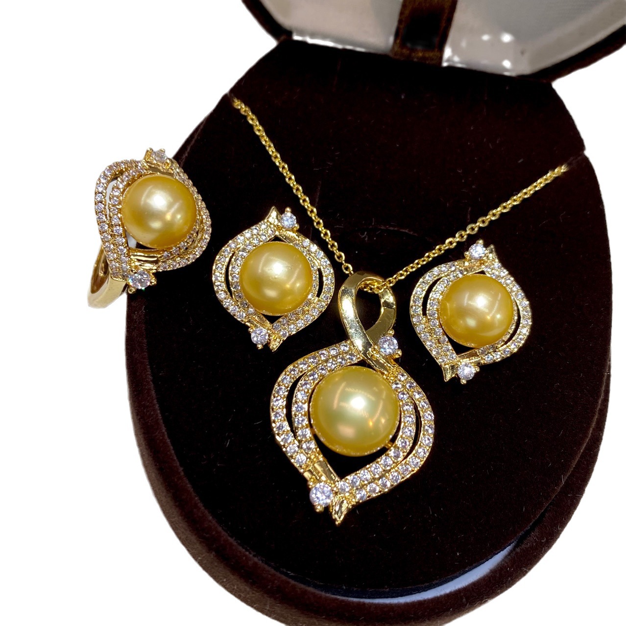 One Set Freshwater Pearl Yello - Pearl Necklace Set 评论和价格