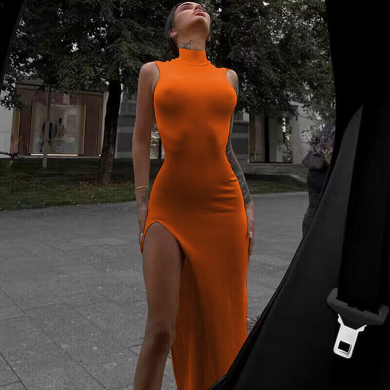 Y2k Sleeveless Orange Midi Wom - Formal Wear For Women Xl 评论和价格