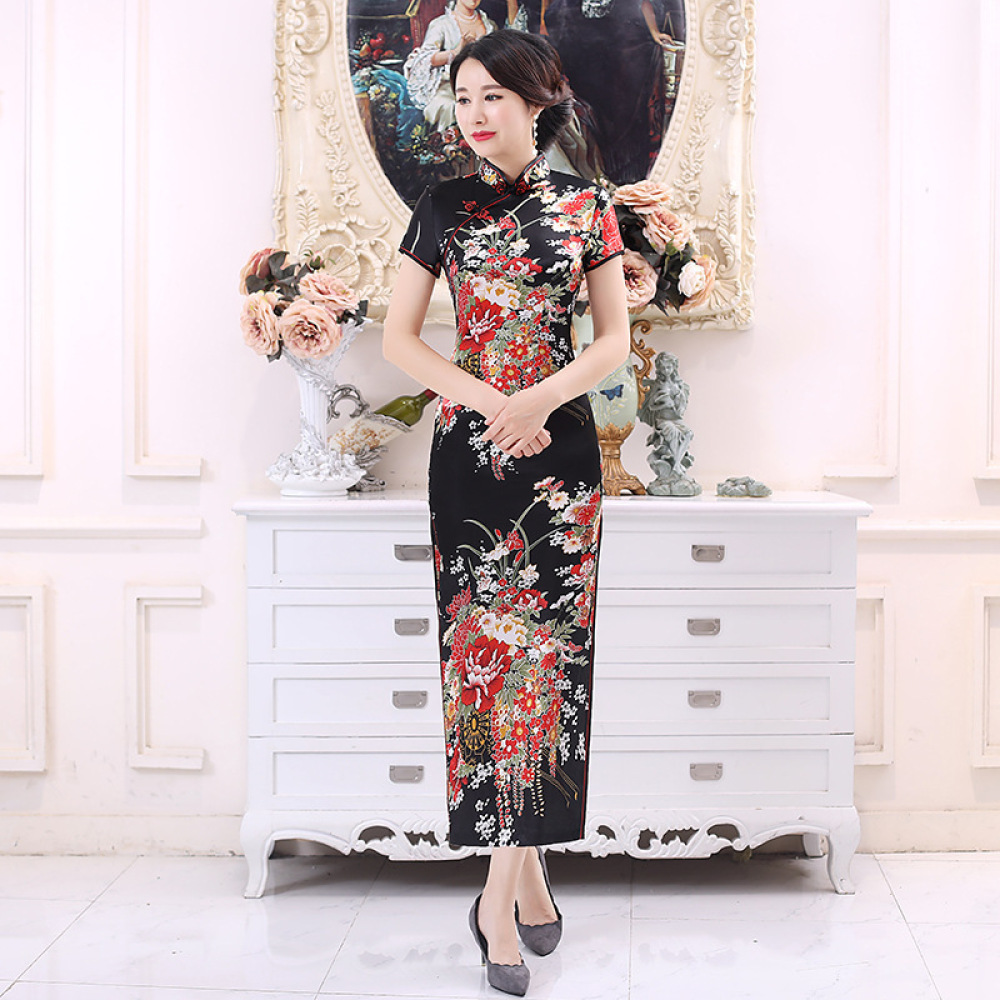Classic Satin Cheongsam Long D - Women Formal Wear Dress 评论和价格